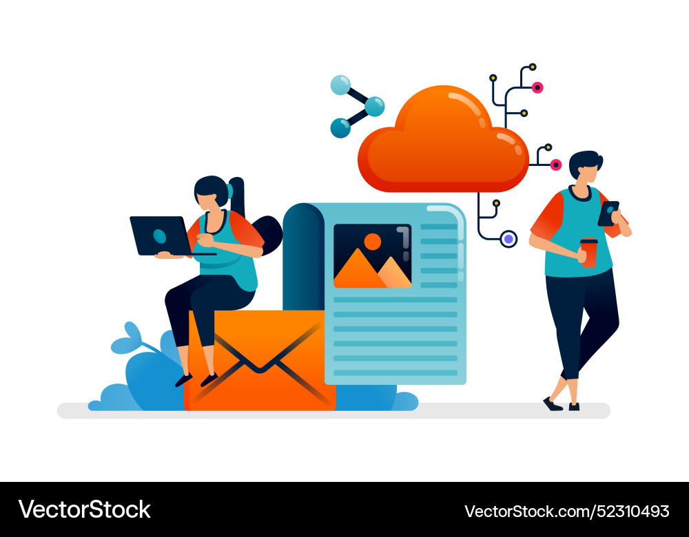 Business of accessing the network cloud for data Business of accessing the network cloud for data vector image