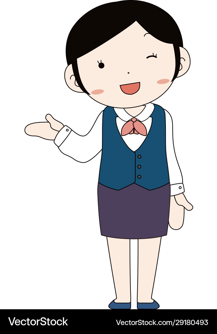 Cute pose black hair female bank clerk Cute pose black hair female bank clerk vector image