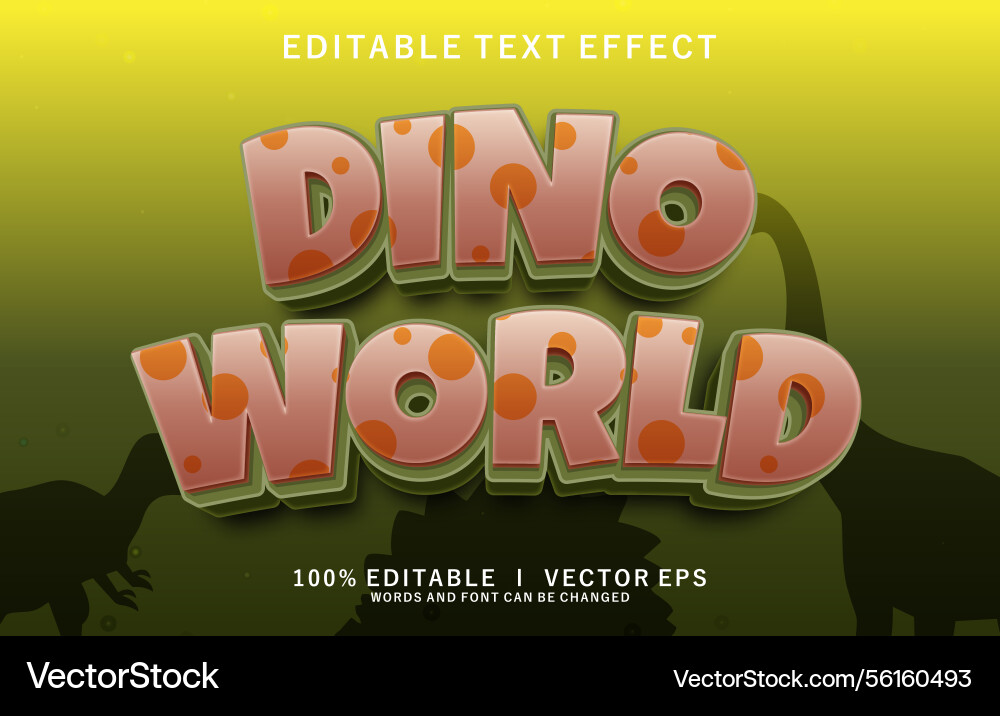 Dino world text effect with modern style design Dino world text effect with modern style design vector image
