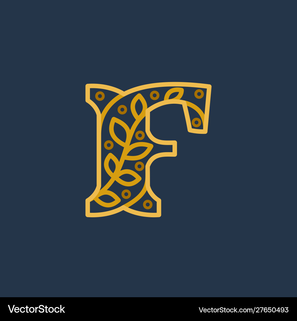 Elegant Linear F Initial Logotype vector image