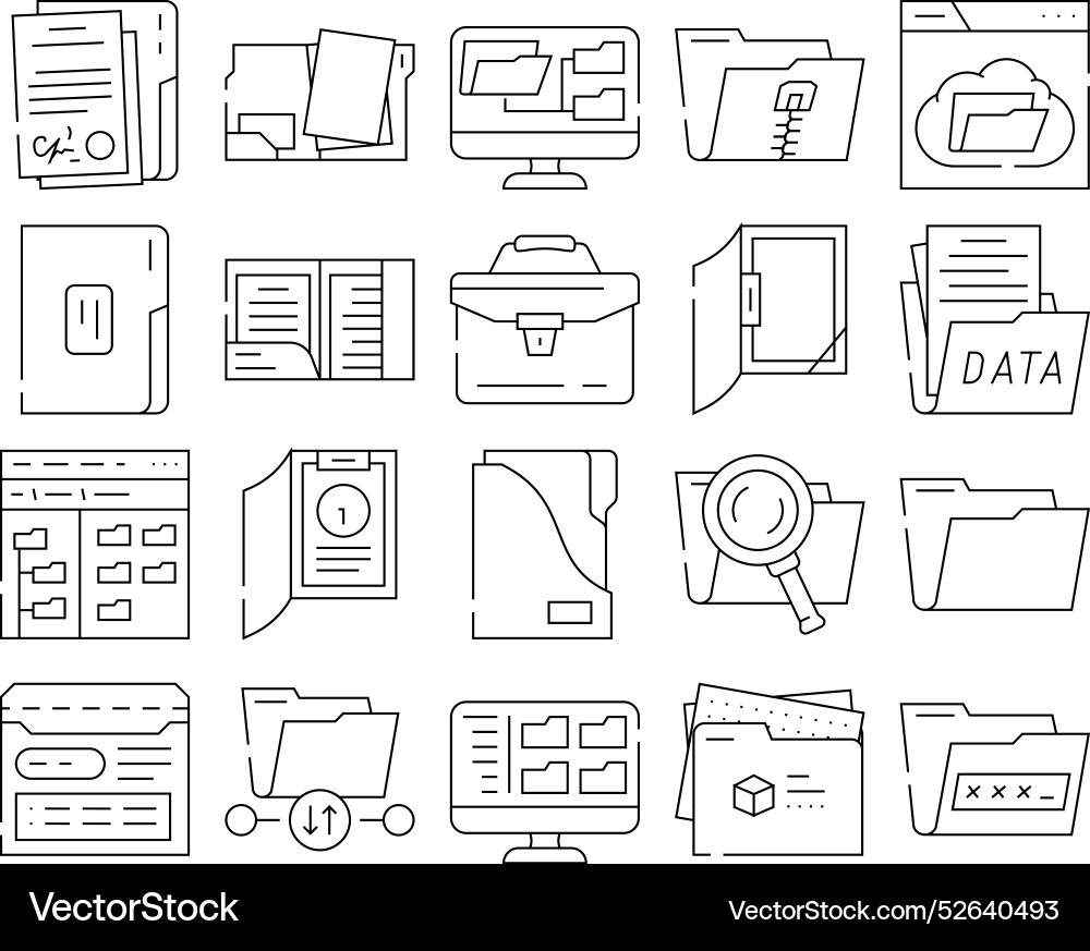 Folder document business file icons set Folder document business file icons set vector image