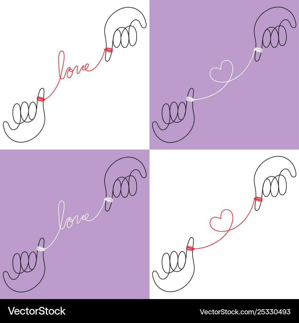 Hands connected red string fate Hands connected red string fate vector image