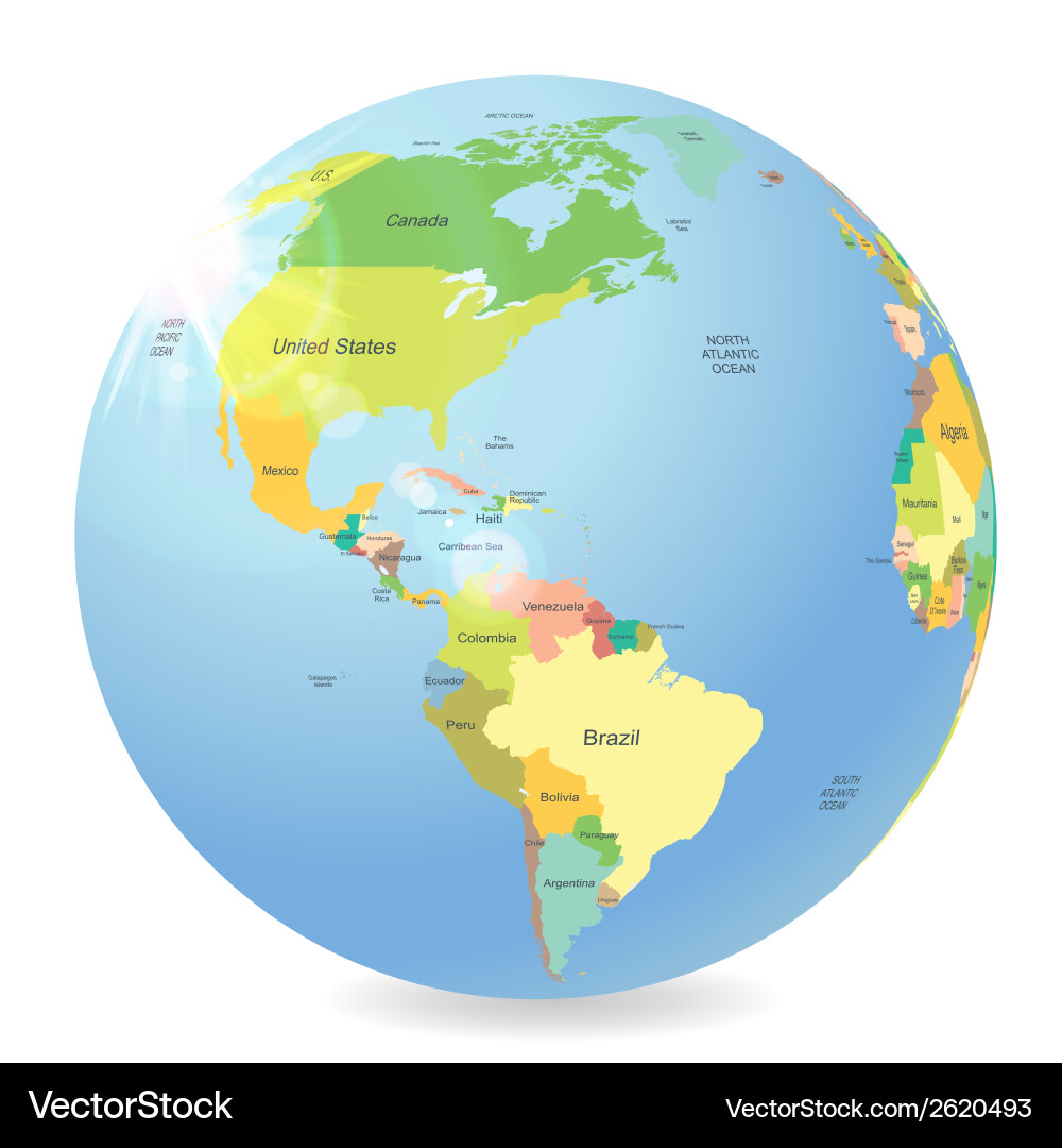 Isolated Globe with World Map vector image