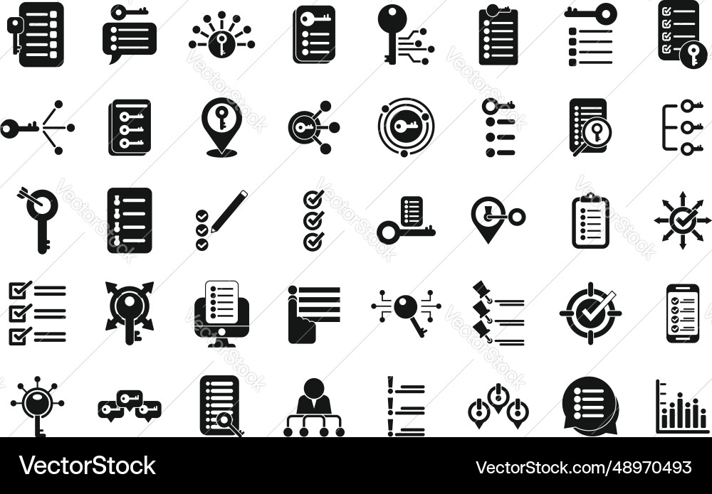 Key points icons set simple path process Key points icons set simple path process vector image