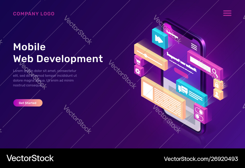 Mobile Web Development Isometric vector image