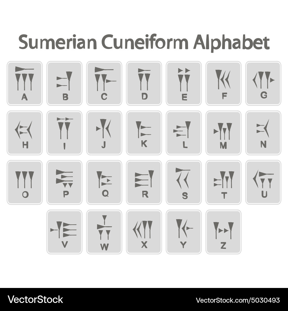Sumerian Cuneiform Alphabet Vector Images (42)