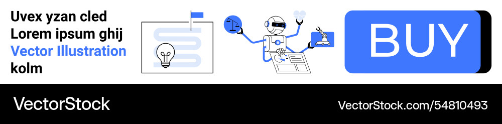 Robots and technology integration for e-commerce Robots and technology integration for e-commerce vector image