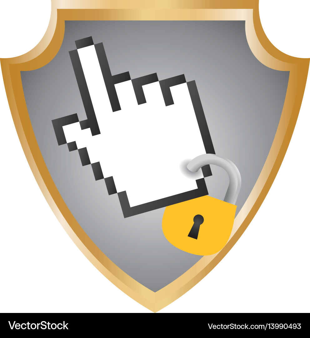 Shield security pointer hand Vector Image