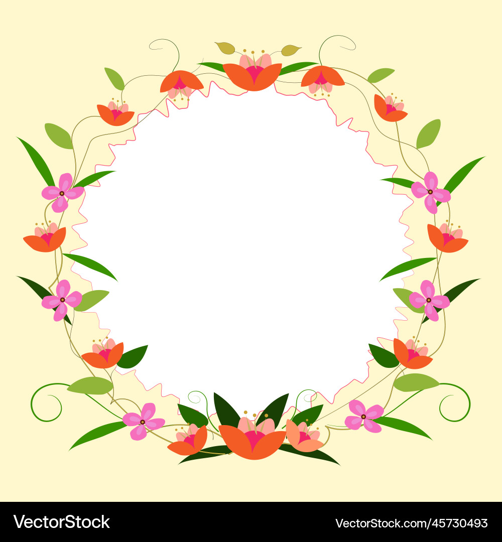 Text frame surrounded with assorted flowers Vector Image