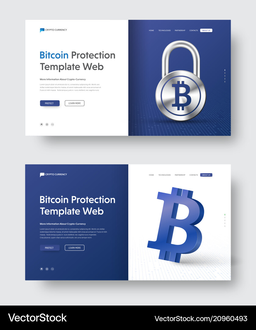 Web banner template with padlock and 3d bitcoin Web banner template with padlock and 3d bitcoin vector image