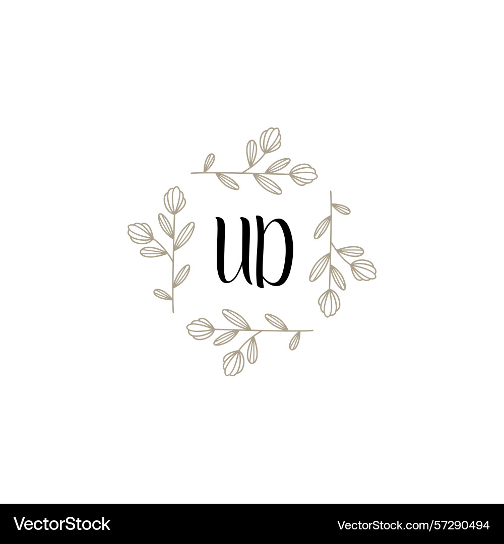 Botanical monogram logos with initial ud Vector Image