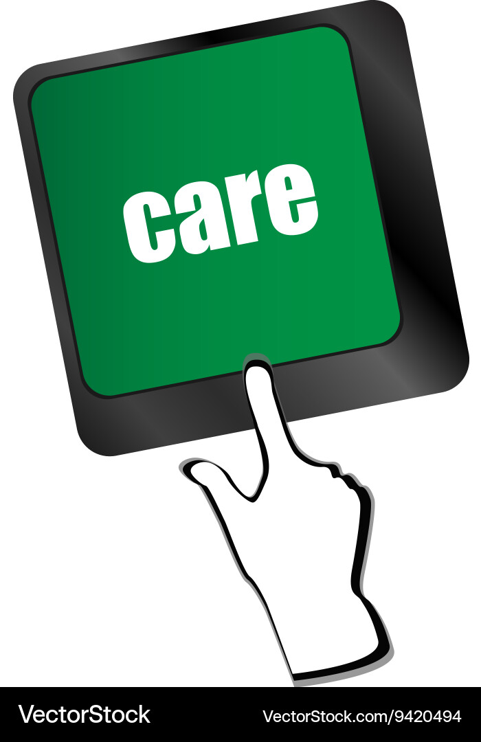 Care concept with key on computer keyboard keys Vector Image