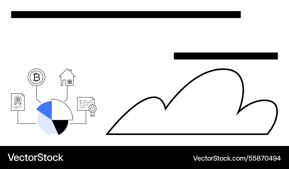 Cloud-based data visualization with pie chart Cloud-based data visualization with pie chart vector image