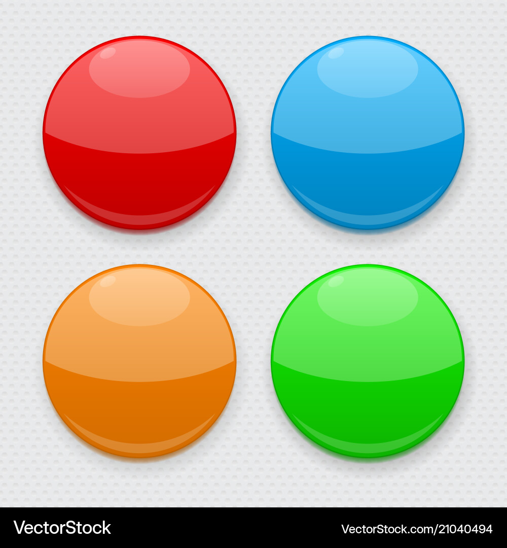 Colored round buttons web 3d icons on gray Vector Image