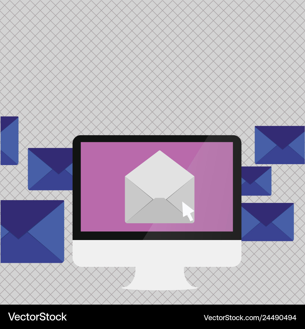 Computer screen with open color envelope and small Vector Image