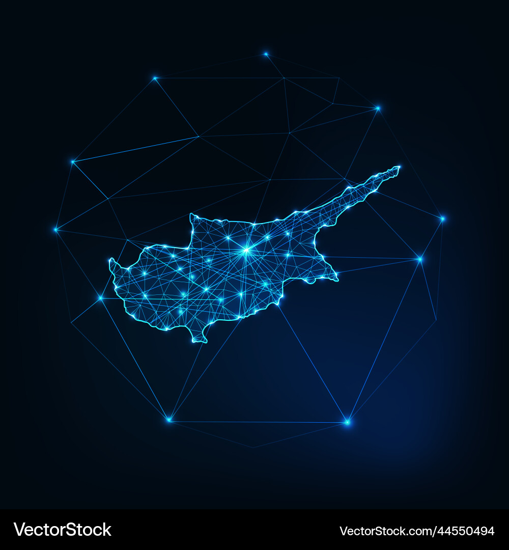 Cyprus map outline with stars and lines abstract vector image