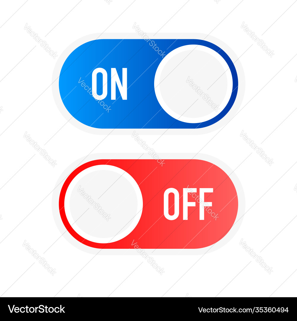 Flat icon on and off toggle switch button vector image