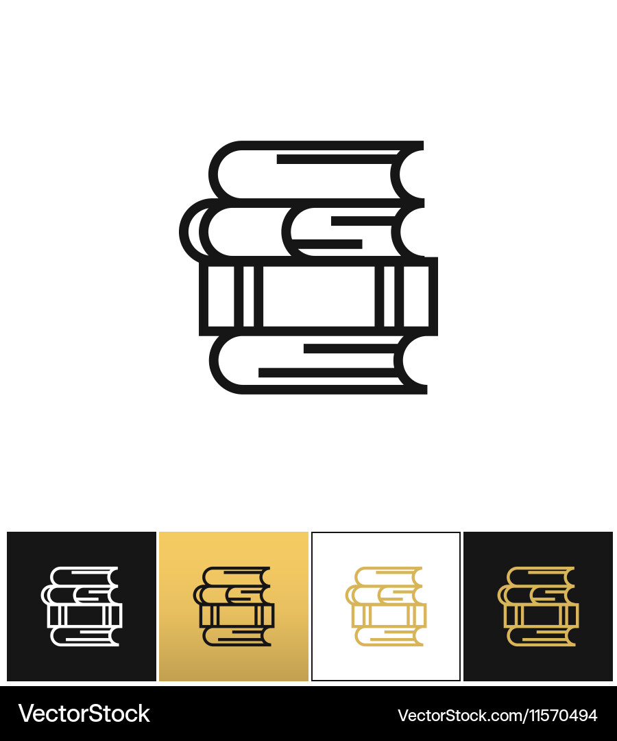 Linear books stack for study and library vector image