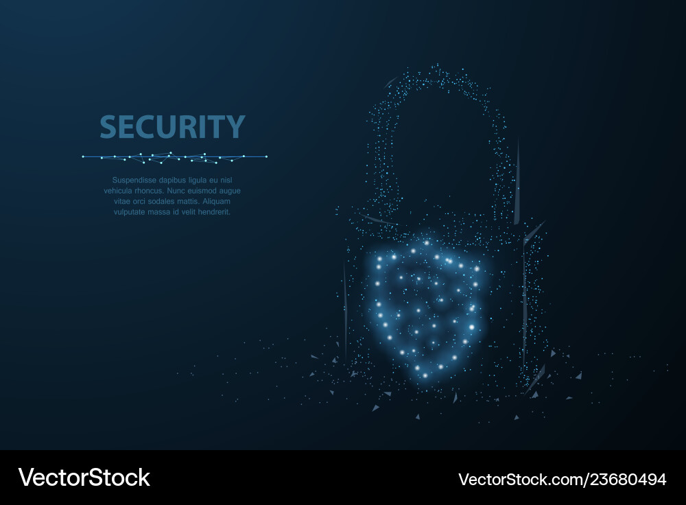 Lock polygonal wireframe mesh on dark blue night Lock polygonal wireframe mesh on dark blue night vector image
