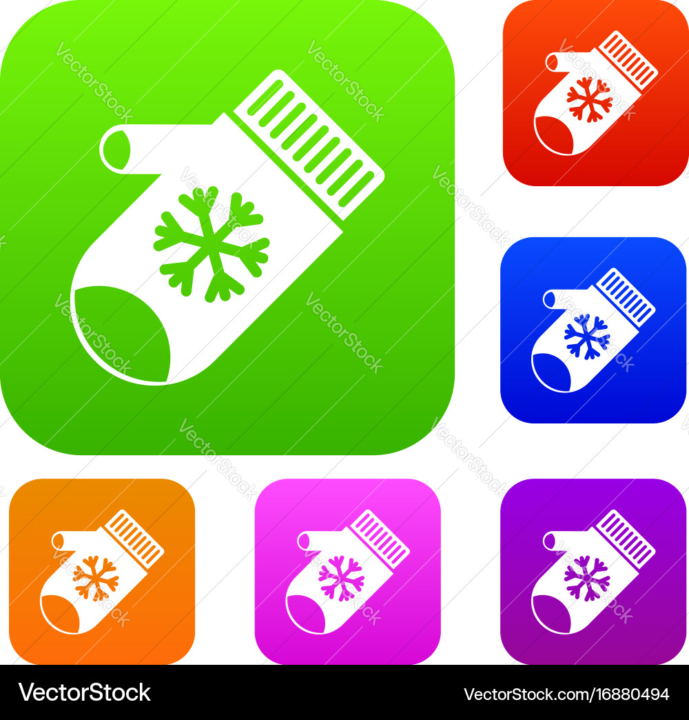 Mitten with snowflake set collection Vector Image