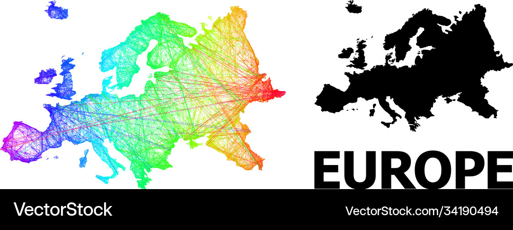 Network map europe with spectrum gradient Vector Image