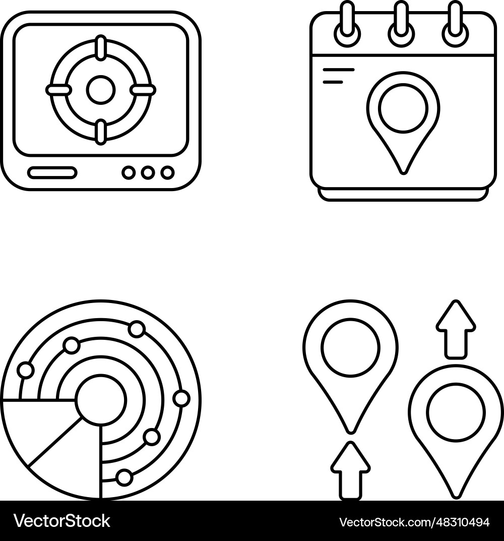 Pack of map and geolocation linear icons vector image