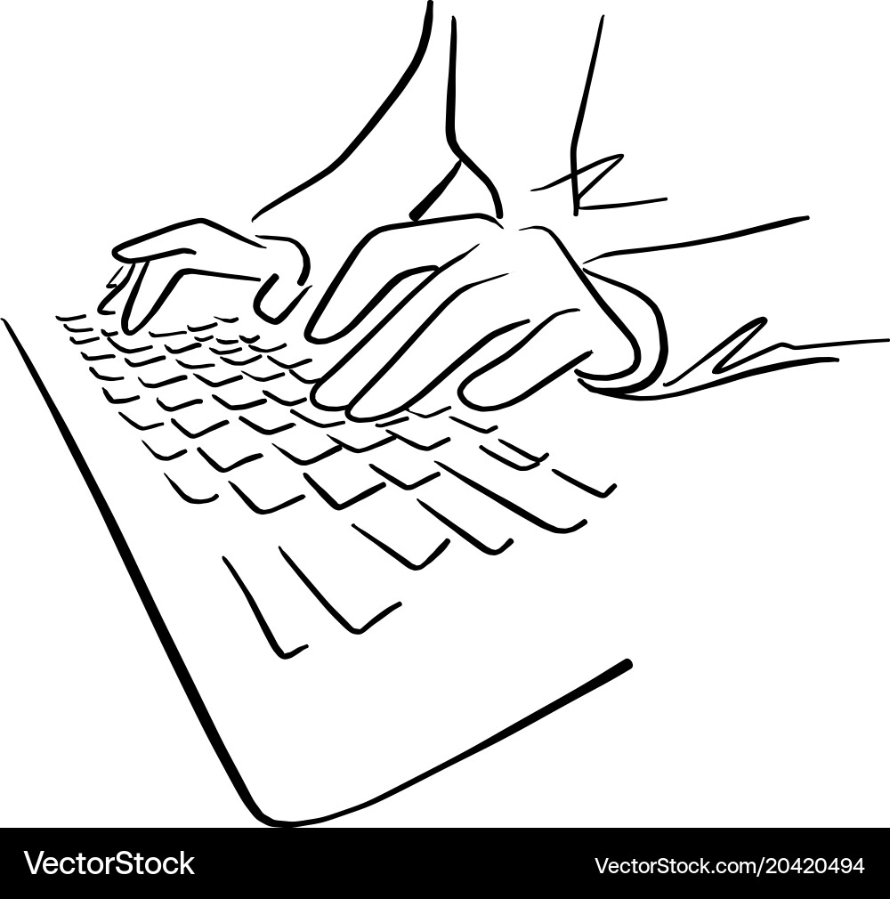 Person Typing on Computer Keyboard vector image