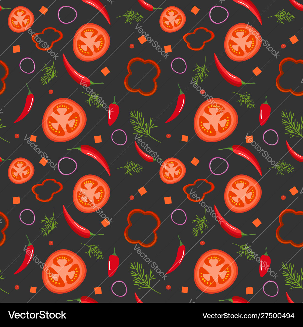 Seamless pattern on dark background with red vector image