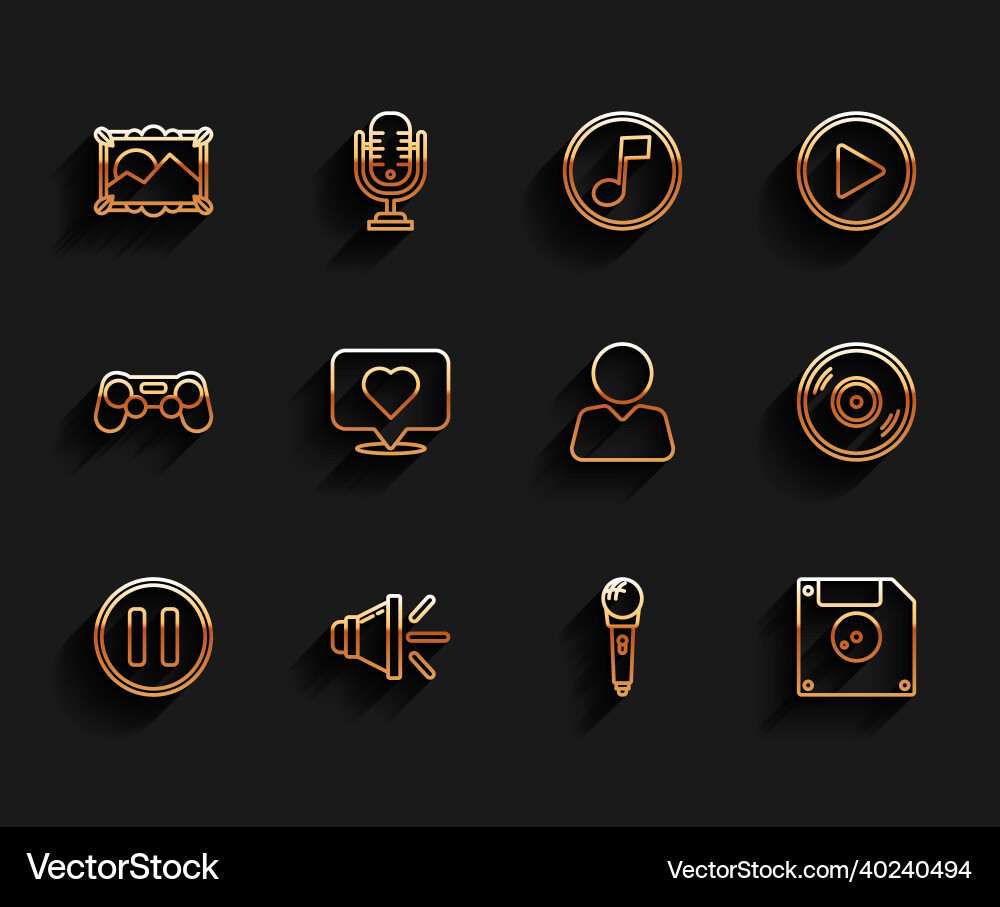 Set line pause button speaker volume picture Vector Image