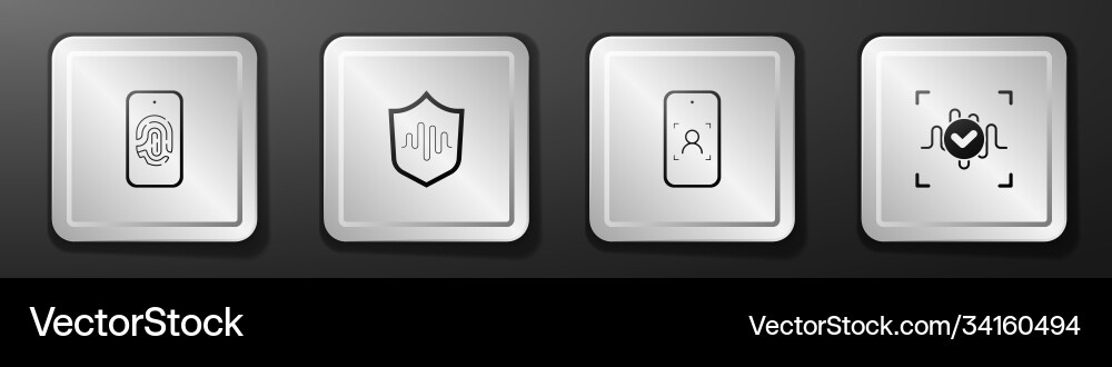 Set mobile with fingerprint scan shield voice Vector Image
