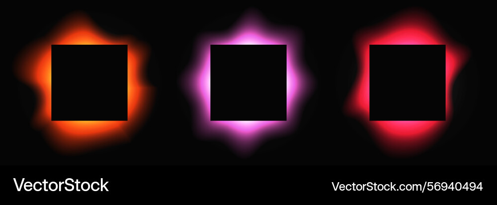 Set of square illuminate light frames Set of square illuminate light frames Vector Image