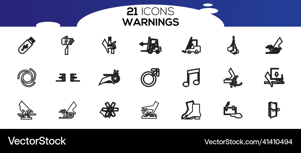 Simple set of warnings related line icons Simple set of warnings related line icons Vector Image