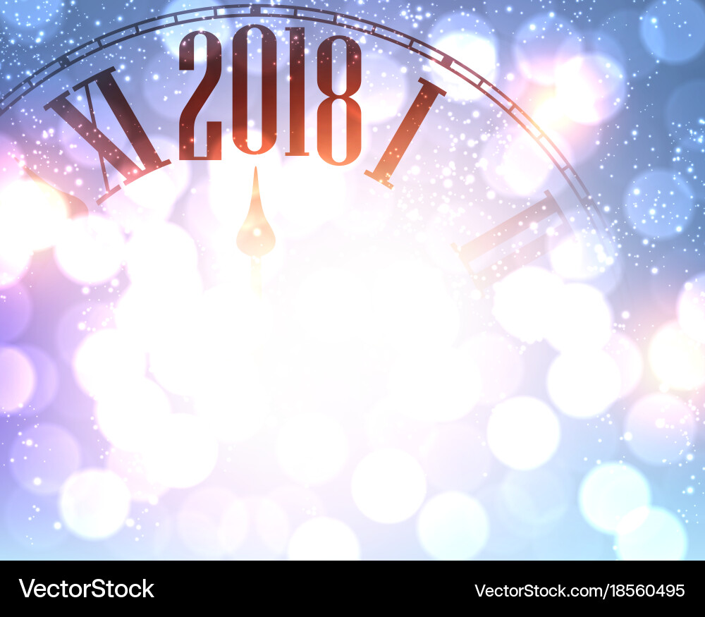 2018 new year background with clock Vector Image