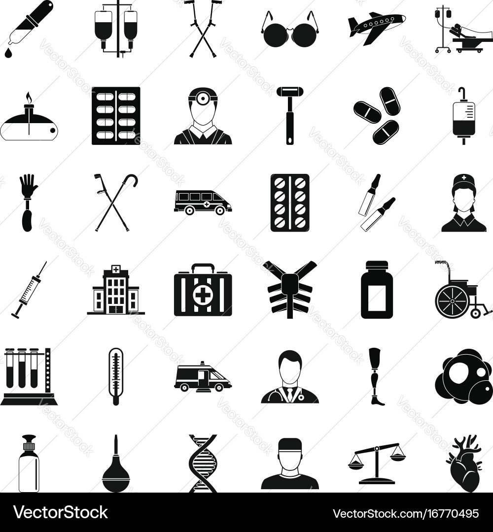Aid first icons set simple style vector image