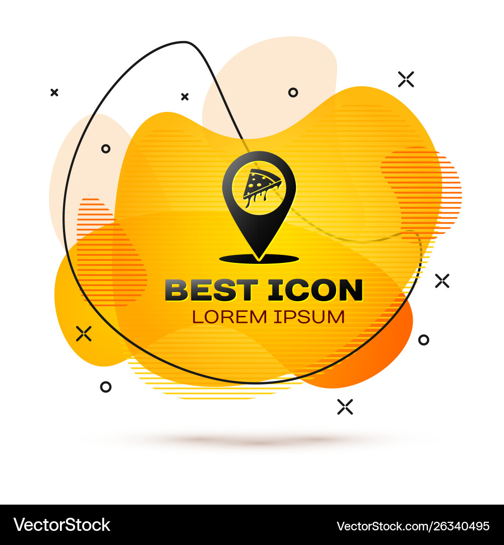 Black map pointer with fast food slice pizza icon Black map pointer with fast food slice pizza icon vector image