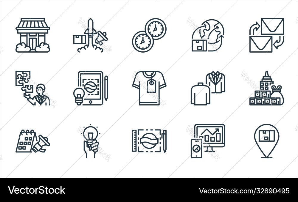 Branding line icons linear set quality Branding line icons linear set quality vector image