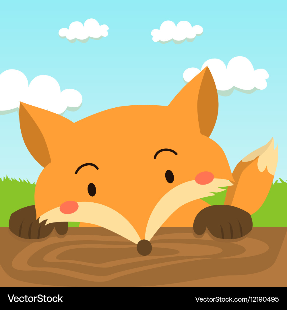 Close up cute red fox cartoon Vector Image