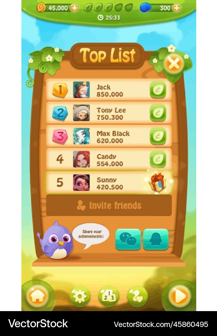 Complete set of level button game ui pop-up icon vector image