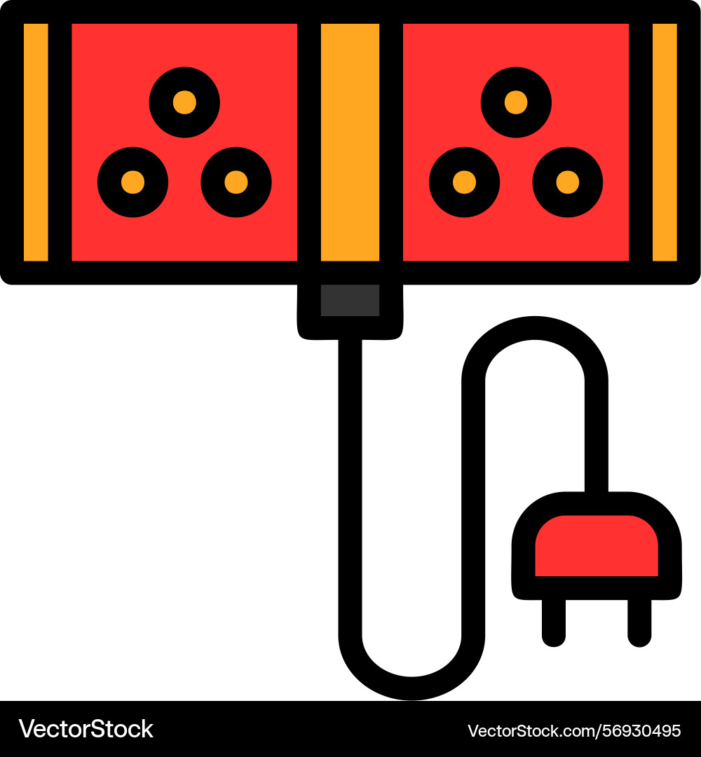 Extension cord line filled style icon design Vector Image