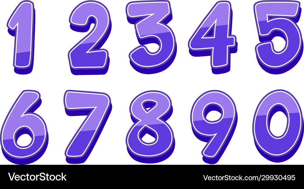 Font design for numbers one to zero on white Font design for numbers one to zero on white vector image
