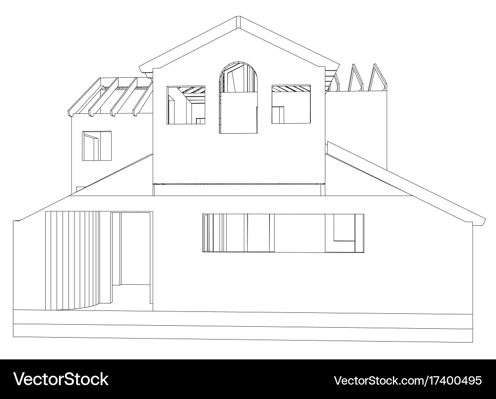 House structure architecture abstract drawing vector image