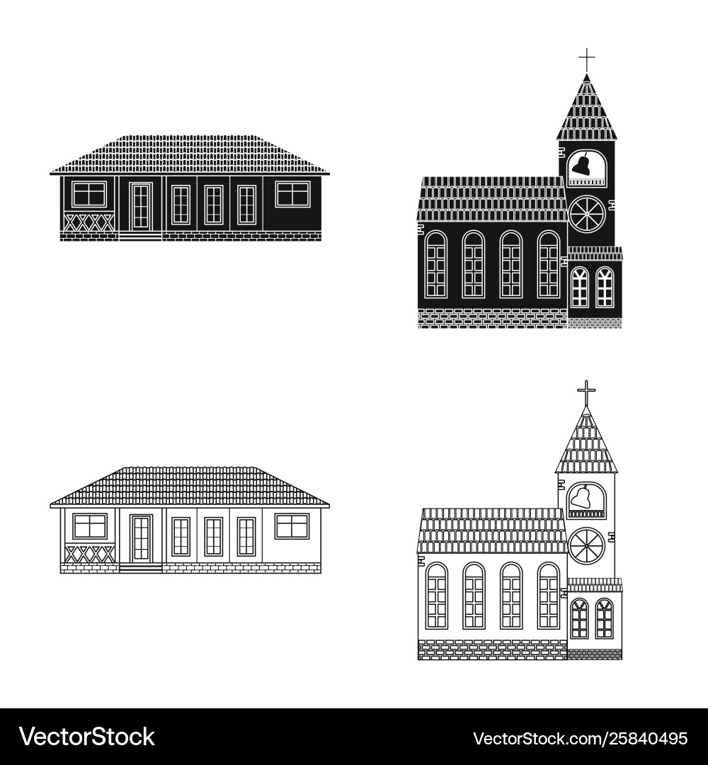 Isolated object building and front sign set Vector Image