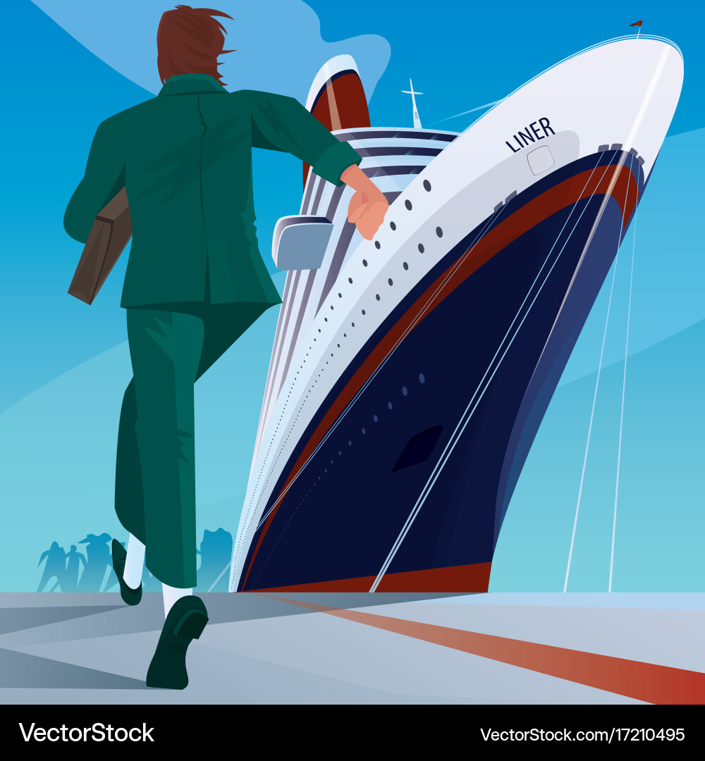 Man at the dock running to ship Vector Image