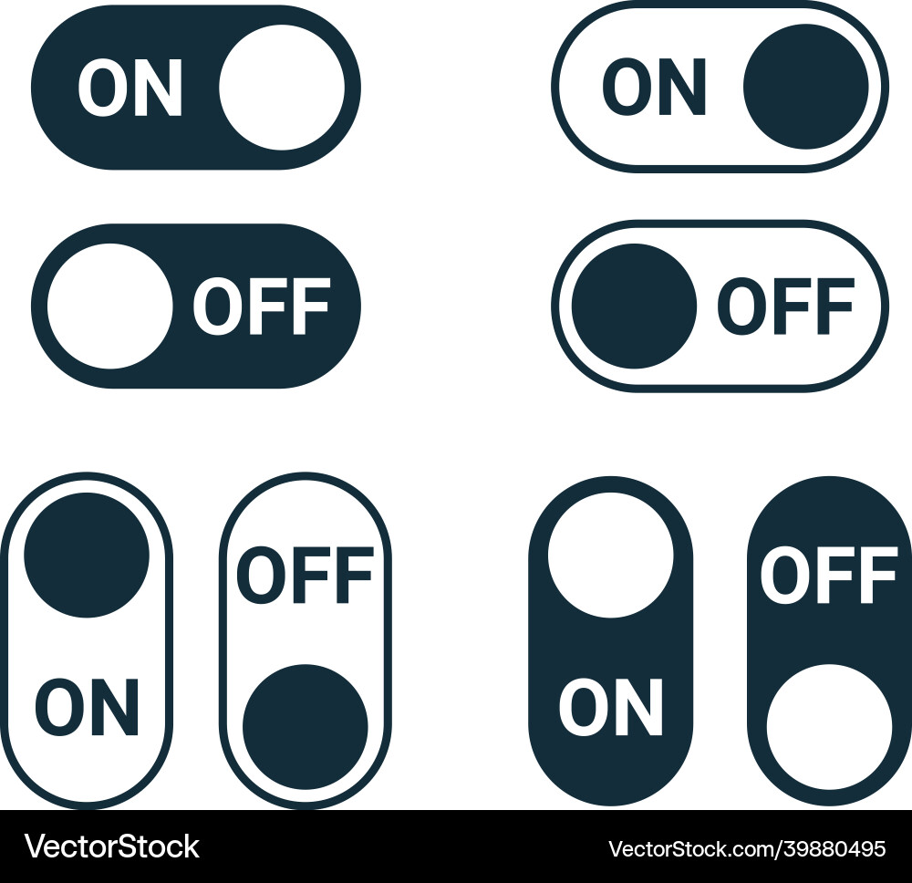On off switch slide button icon toggle control Vector Image