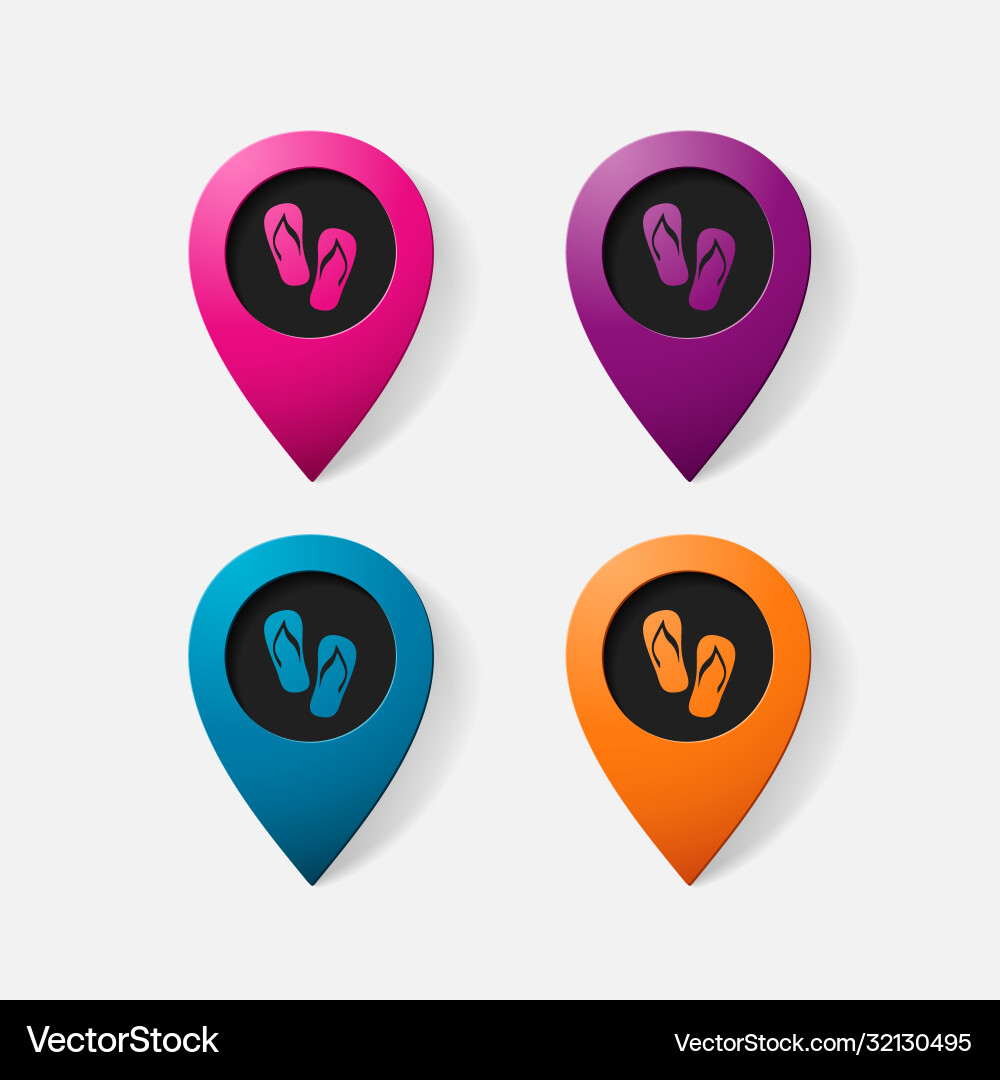 Realistic color pointer beach flip flops Vector Image