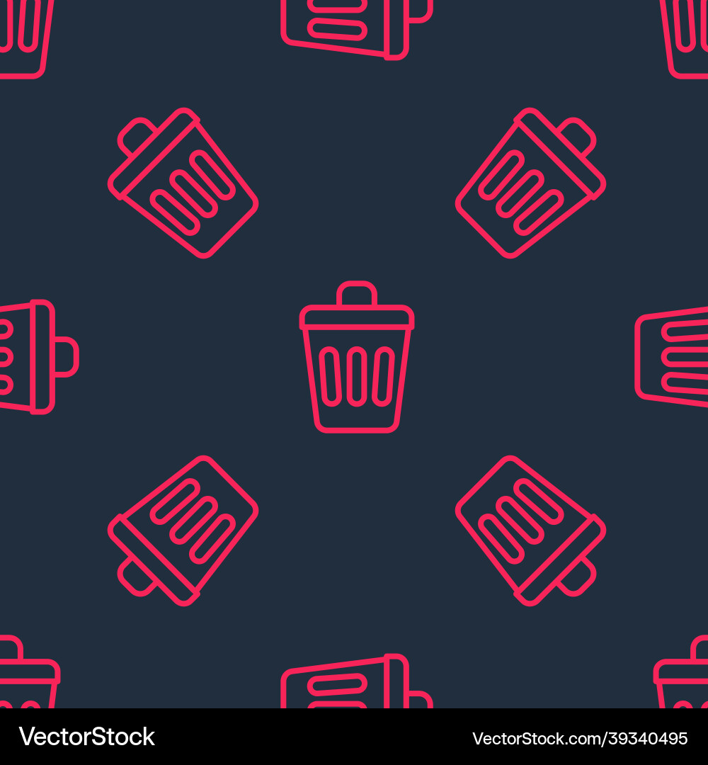 Red line trash can icon isolated seamless pattern Red line trash can icon isolated seamless pattern vector image