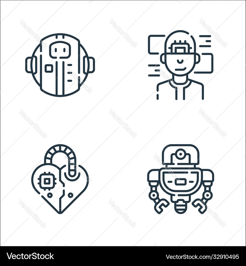 Robotics line icons linear set quality Robotics line icons linear set quality vector image