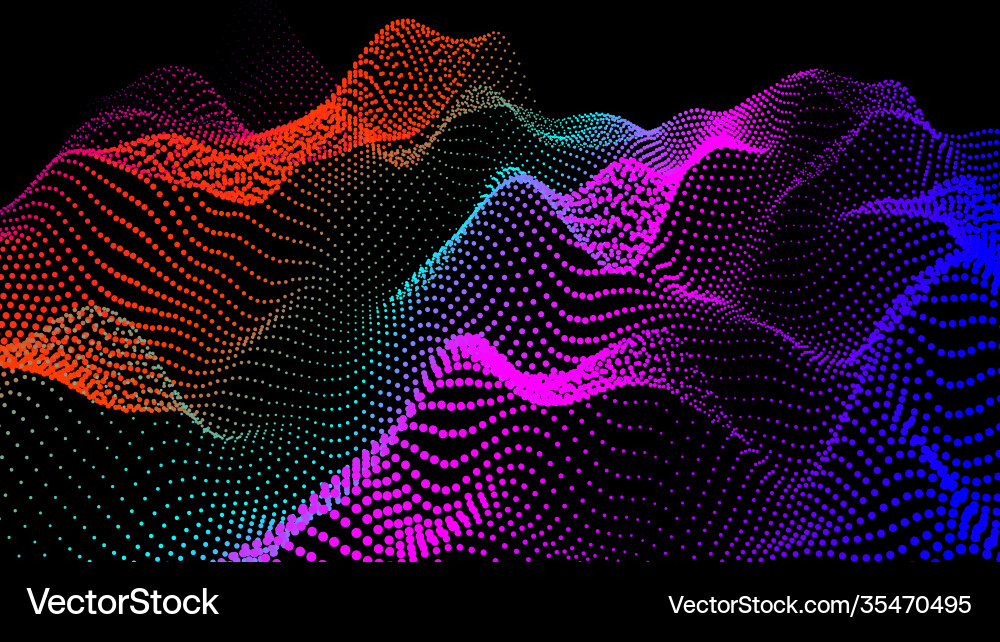 Sea waves from node hud data dots flow research Vector Image
