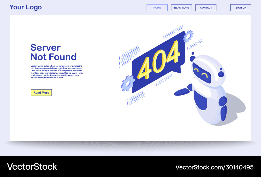 Server not found isometric webpage template Server not found isometric webpage template vector image