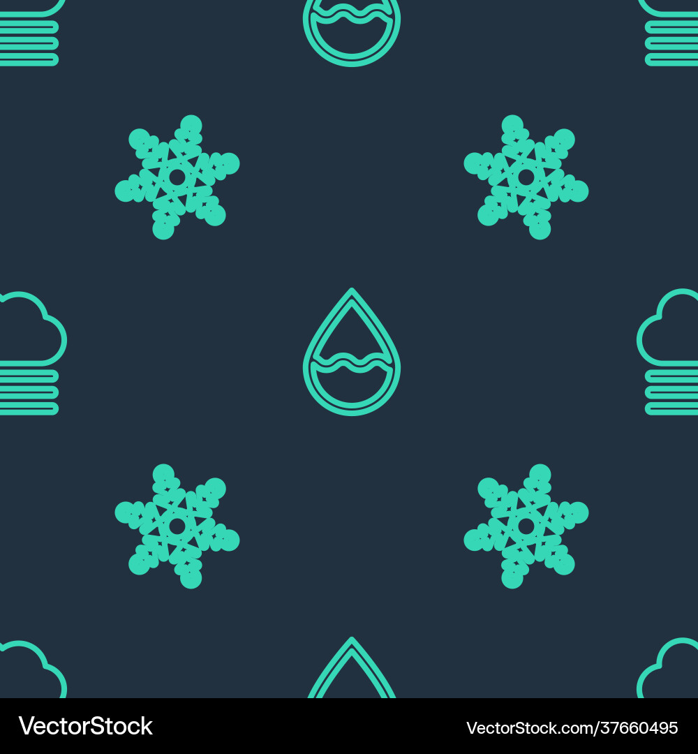 Set line water drop snowflake and fog cloud Set line water drop snowflake and fog cloud vector image